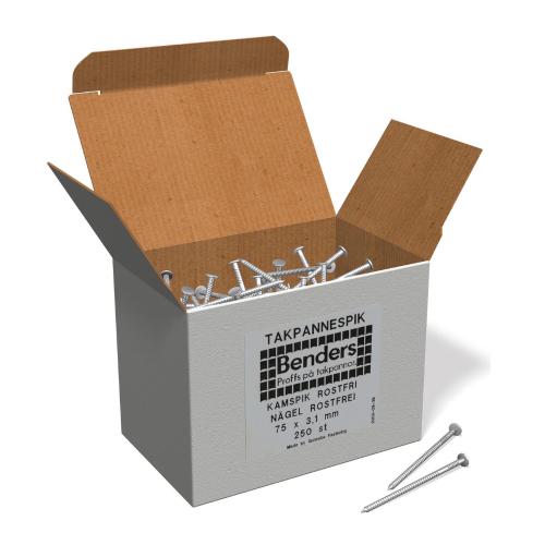 Spik 2-Kupig 3,1x75mm Rostfritt Stål 250st Benders