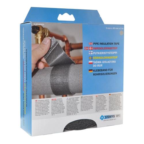 Rørisoleringstape 3mmx48mmx5m Grå Stokvis Tapes