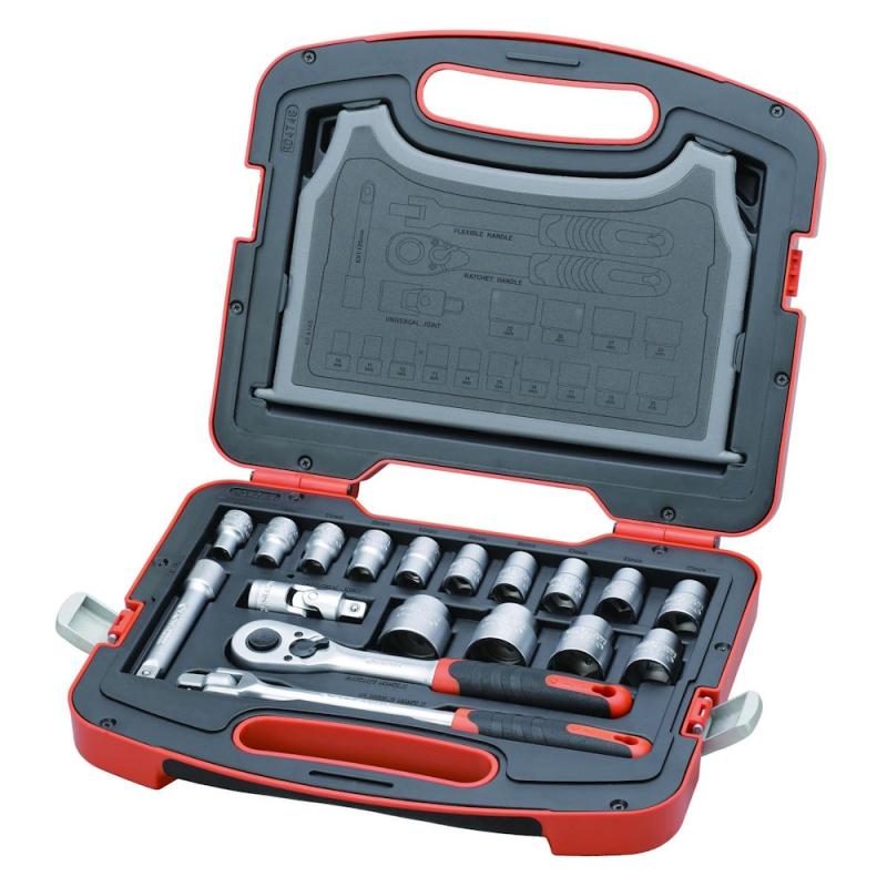 Hylsnyckelsats, 1/2" Krom, 18 Delar, Tactix