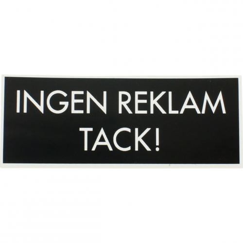 Dekal Ingen Reklam Tack Miller Svart