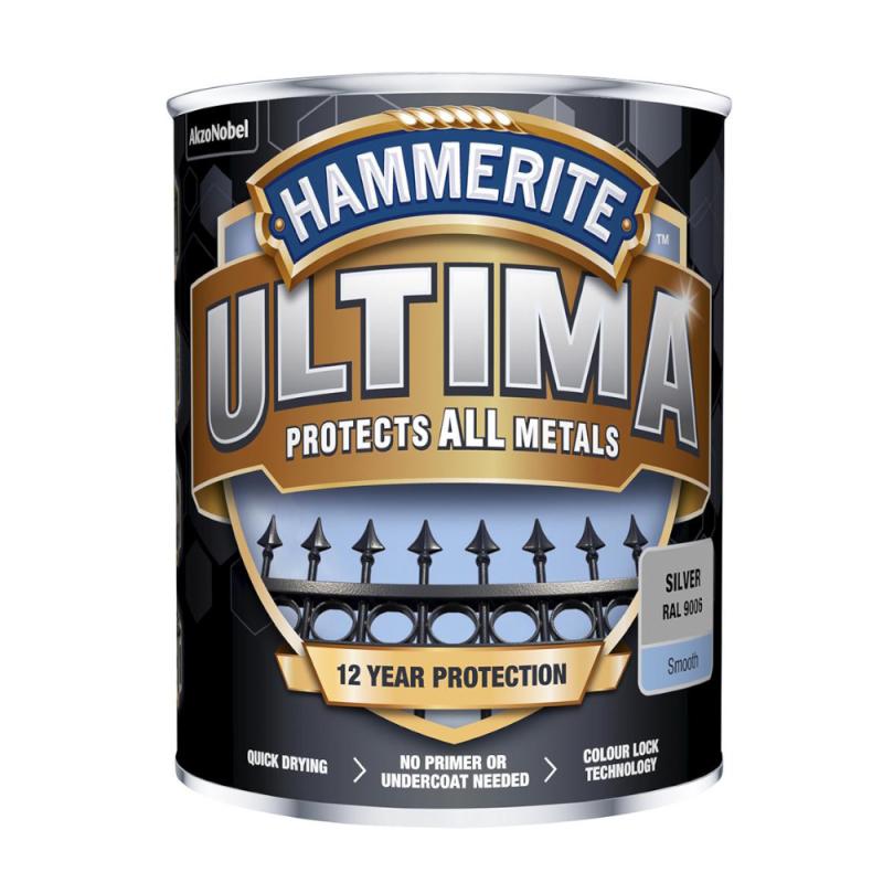 Metalmaling Ultima Smooth 0,75 Liter Sølv Hammerite