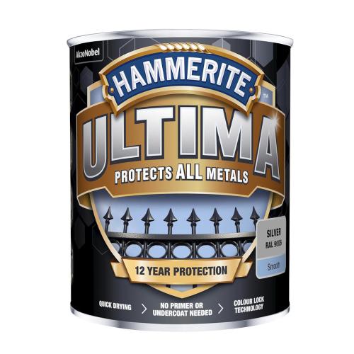 Metalmaling Ultima Smooth 0,75 Liter Sølv Hammerite