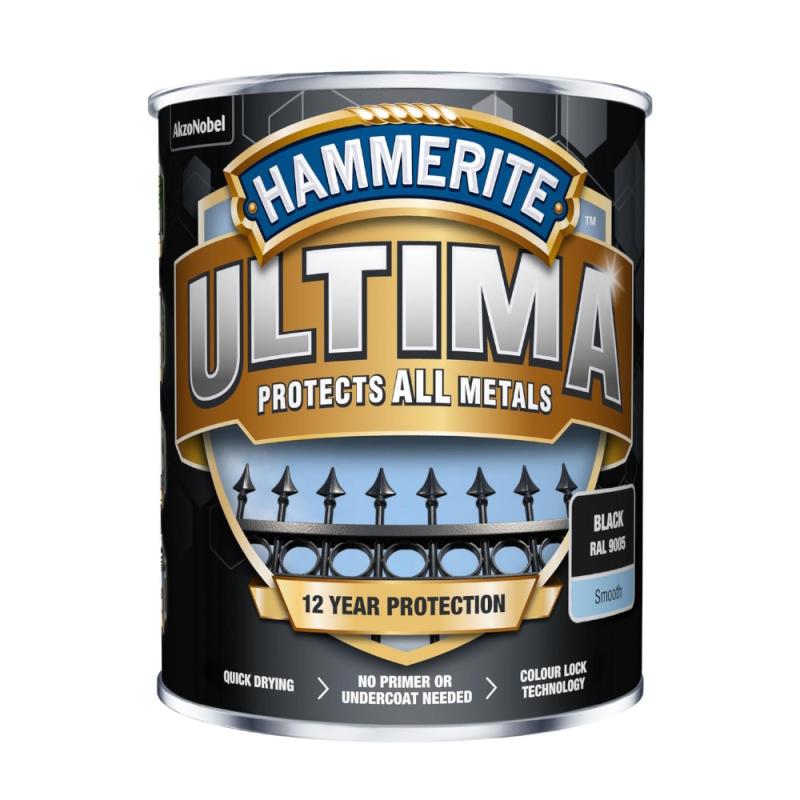 Metalmaling Ultima Smooth 0,75 Liter Sort Hammerite