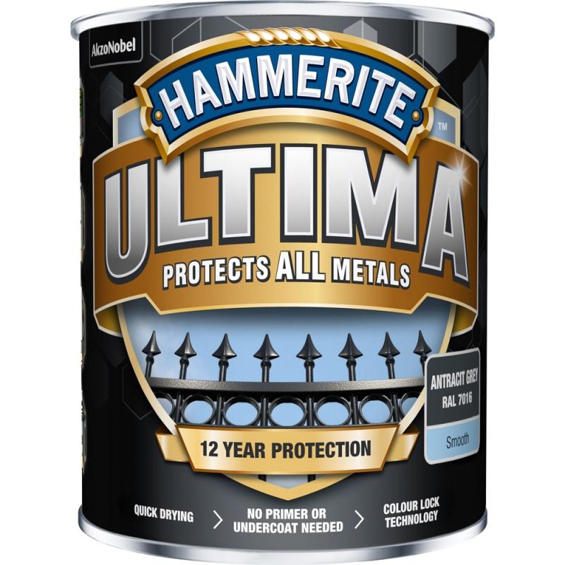 Metallfärg Hammerite Ultima 0,25 L (Antracit Grå)
