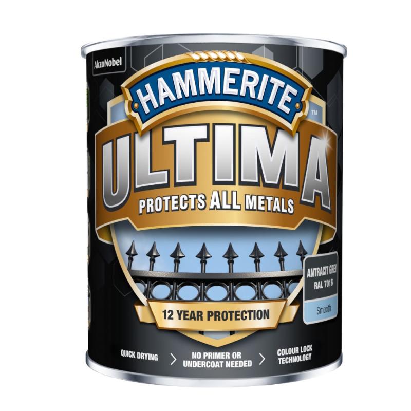 Metalmaling Ultima Smooth 0,75 Liter Antracitgrå Hammerite
