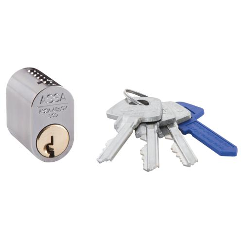 Cylinder 1201 Med 3 Nycklar Mattkrom Assa Abloy