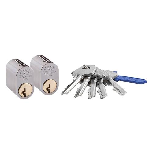 Cylinder 1201 Med 5 Nycklar Mattkrom 2st Assa Abloy