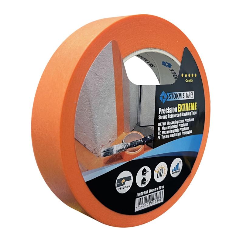 Maskeringstape Precision Extreme 25mmx50m Orange Stokvis Tapes