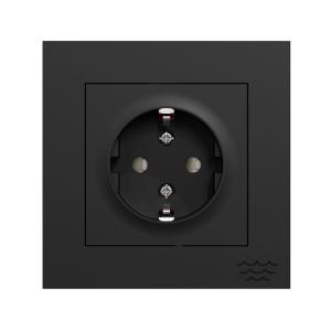 Socket 1-Way With Earth Recessed Quick OceanPlastic 250V 16A Black Elko