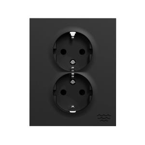 Socket 2-Way With Earth Recessed Screw OceanPlastic 16A Black Elko