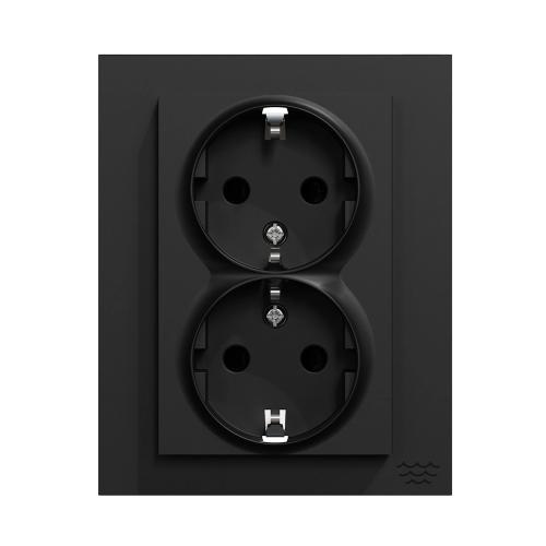 Socket 2-Way Device Box Quick With Earth OceanPlastic Black Elko