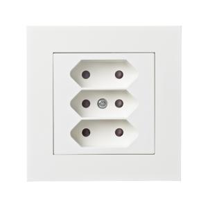 Socket 3-Way Recessed Euro Screw 16A 250V Mountain White IP20 5pcs Elko