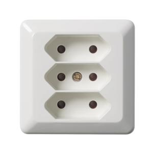 Socket 3-Way Euro UTV 250V 16A Mountain White 5pcs Elko