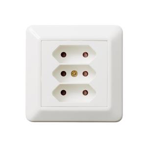 Outlet 3-Way Recessed Euro 250V 16A Mountain White 5pcs Elko