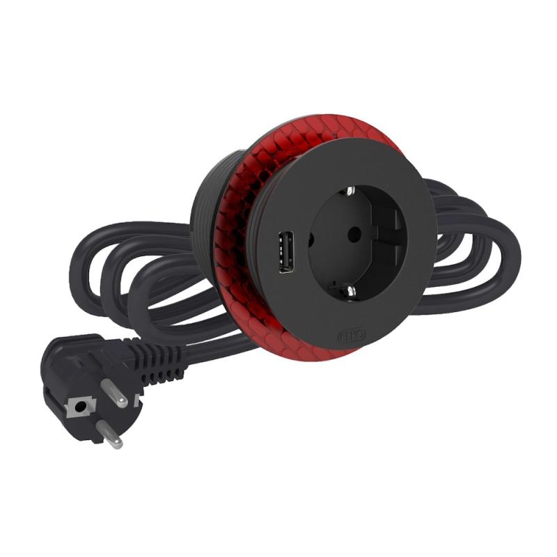 Bordudtag Schuko 1xUSB Type A Antracitgrå Elko
