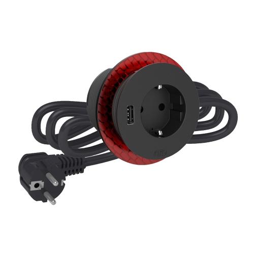 Bordudtag Schuko 1xUSB Type A Antracitgrå Elko