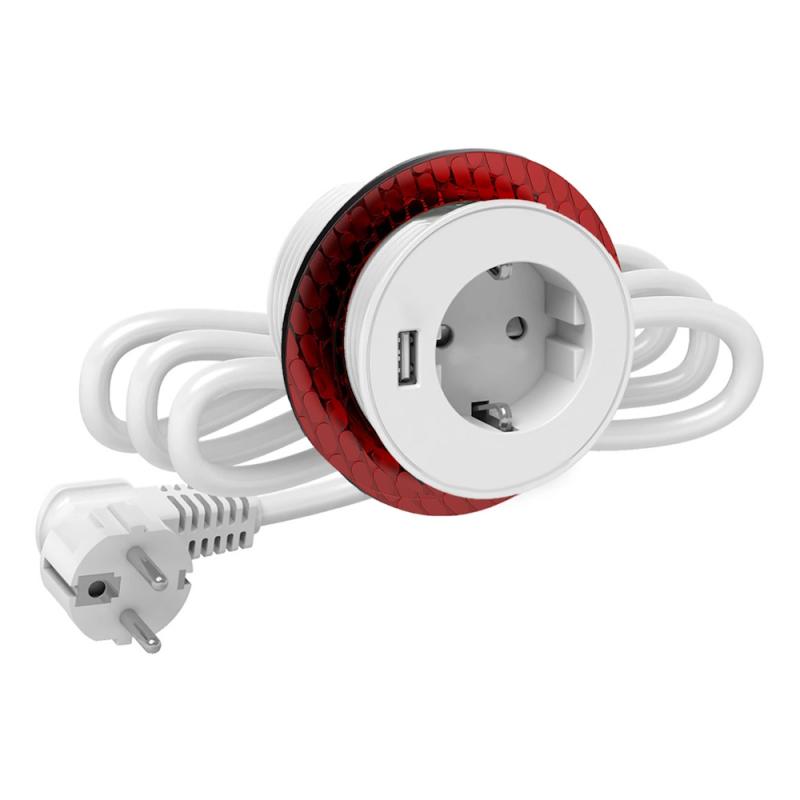 Bordsuttag Schuko 1xUSB Typ A Vit Elko