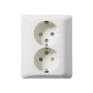 Outlet 2-Way With Ground Recessed Without Clow 16A Fjällvit Elko