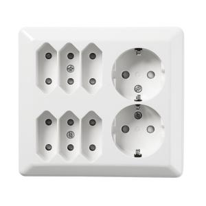 Wall Outlet RS 6+2-Way With Earth 16A 250V Mountain White Elko