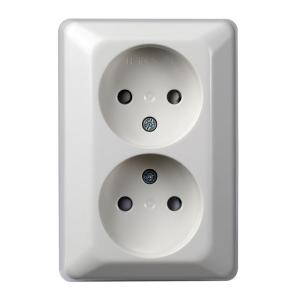 Socket UTV 2-Way Without Earth 250V 16A IP21 Mountain White Elko