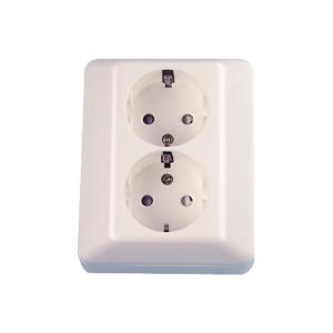 Socket 2 Way With Earth 16A 250V IP20 Mountain White Elko