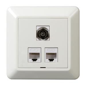 Socket 2XRJ45/1XIEC Male IP20 White Elko