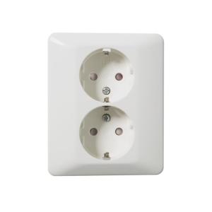 Outlet 2-Way Recessed With Earth 250V 16A Mountain White Elko