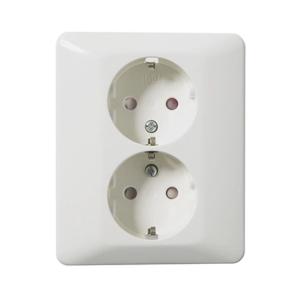 Wall Socket 2 Way With Earth Split Wells 16A 440V IP20 White Elko