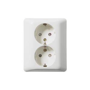 Wall socket 2-Way Fast With Earth 250V 16A Mountain White Elko