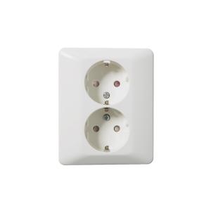 Wall socket 2-Ways Recessed With Earth 250V 16A Mountain White Elko