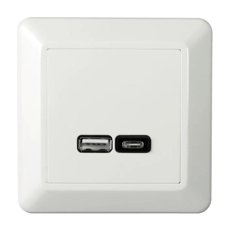 Ladestik USB A+C RS 2.4A Bjerg Hvid Elko