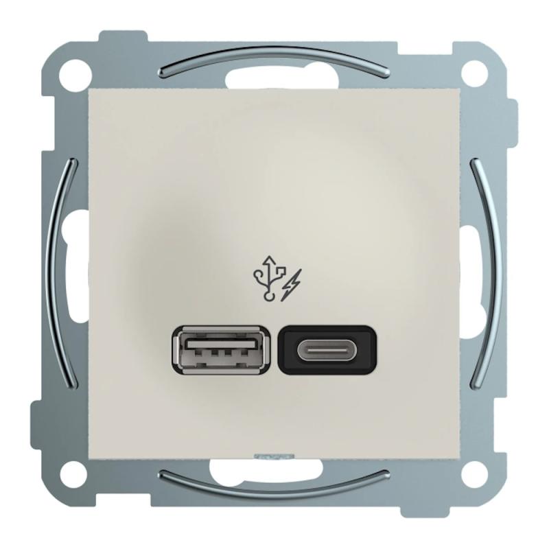 Ladestik USB A+C Plus 45W IP20 Bjerg Hvid Elko