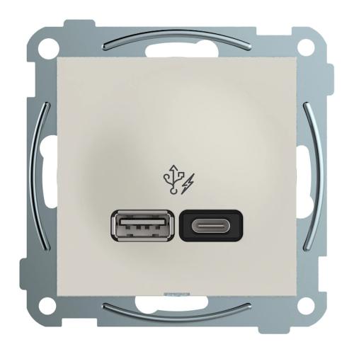 Ladestik USB A+C Plus 45W IP20 Bjerg Hvid Elko