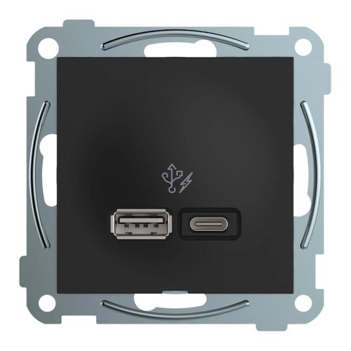 Ladestik USB A+C Plus 45W IP20 Sort Elko