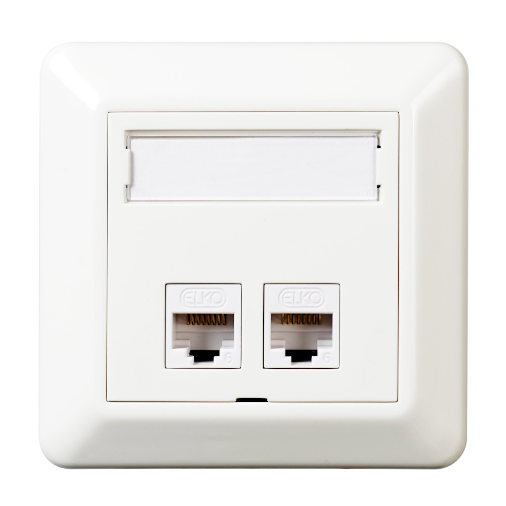 Modular Socket 2x8 UTP C6 ToolLess RS Pure White Elko