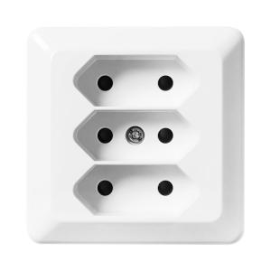 Socket 3-Way Euro Plug RS UTP 16A 250V Pure White Elko