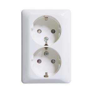 Outlet 2-Way RS With Ground UTV 16A 250V IP21 Pure White Elko