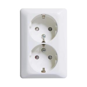 Outlet 2-Way RS With Earth Safe UTV 16A 250V IP21 Pure White Elko