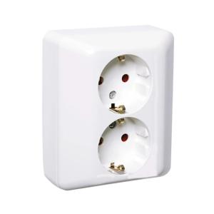 Wall Outlet 2-Way RS With Earth UTV 16A IP20 Pure White Elko