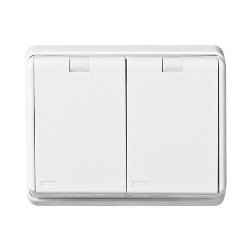 Udv 2-Vejs Forsænket Med Jord Sepmat 16A 250V IP44 Ren Hvid ​Elko