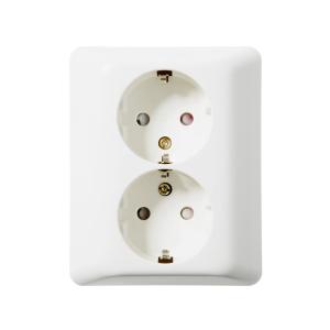 Socket 2-Way With Earth 250V 16A Pure White Elko