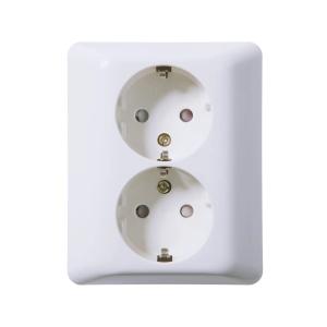 Outlet 2-Way Recessed With Earth DUO Pure White Elko