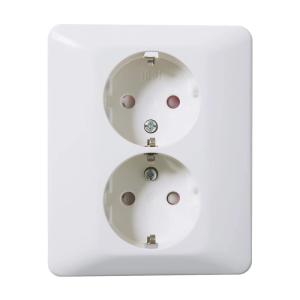 Outlet 2-Way Recessed With Ground Low Split 16A 440V Pure White Elko