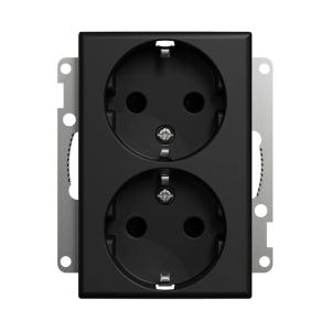 Socket 2-Way Recessed With Earth Comb RS 250V 16A IP21 Black Elko