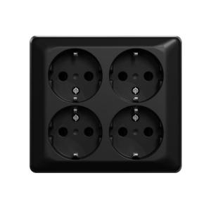 Wall Outlet 4-Way With Earth 250V 16A Black Elko