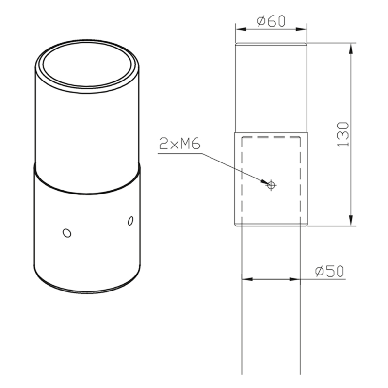 Adapter 60-50mm, Grafit, Norlys 3070GR