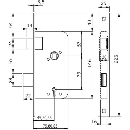 Låshus 40b7-80 Vänster