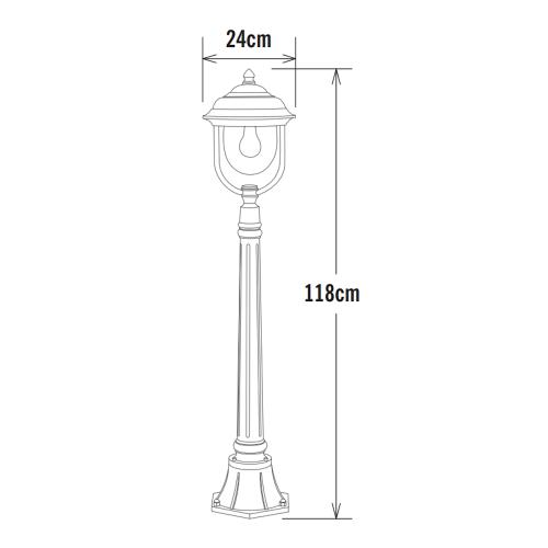 Parma Havelampe Inklusive Stolpe E27 230-240V IP43 Aluminium Konstsmide