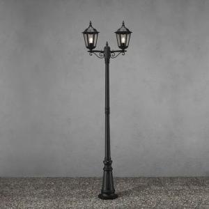 Firenze 2-Armet Stolpelampe Inklusive Stolpe E27 220cm 230-240V IP43 Sort Konstsmide