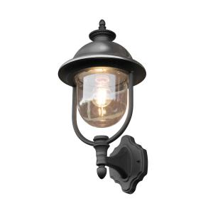 Parma Væglampe Up, E27, Rustfri/Sort, 230-240V, IP43, 75W, Konstsmide